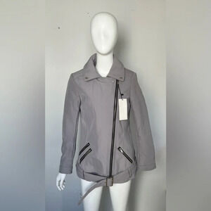 Suite Blanco Long Sleeve Jacket Light Gray Biker Motorcycle Coat Size Small S